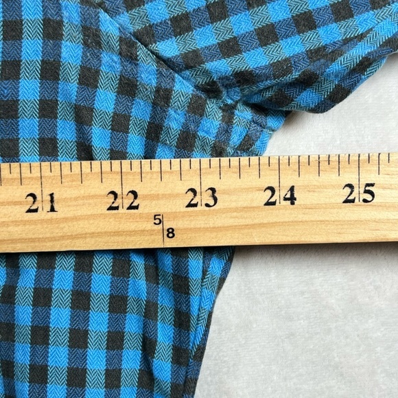 Luciano Barbera Size Large Classic Navy Gingham Cotton Twill Made in Italy Shirt - Picture 10 of 11